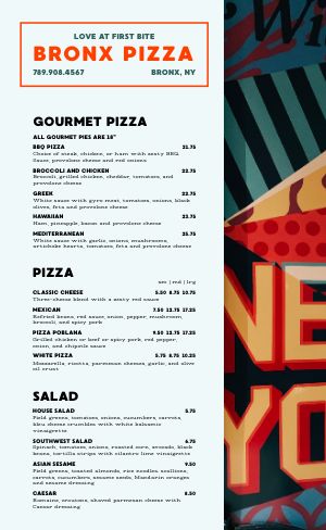 New York Pizza Menu