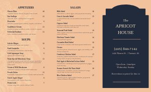 Floral Apricot Fine Dining Takeout Menu