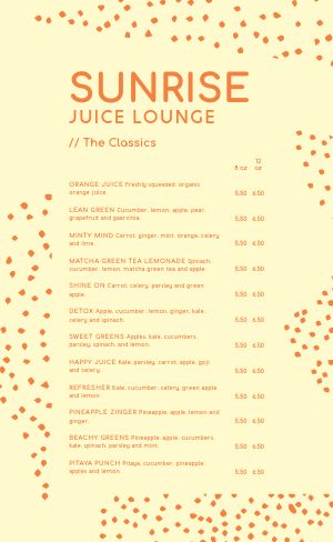 Juice Lounge Menu