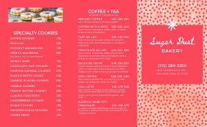 Pink Speckled Bakery Takeout Menu