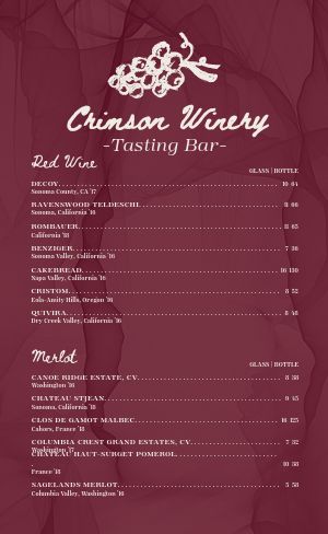 Crimson Wine List