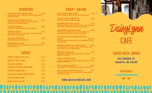 Yellow Summer Cafe Takeout Menu