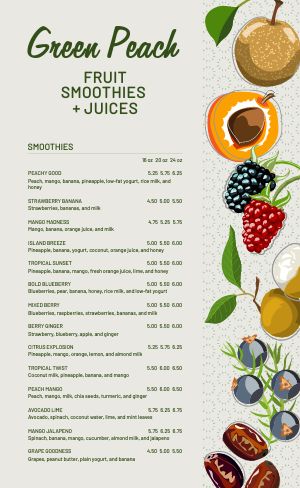 Fruit Juice Bar Menu Design Template By Musthavemenus