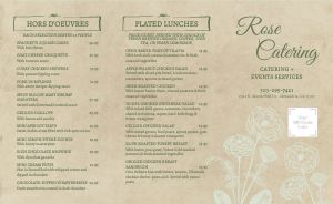 Rustic Floral Catering Takeout Menu