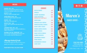 Blue Baked Goods Takeout Menu