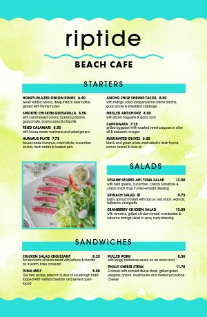 Ocean Cafe Tabloid Menu