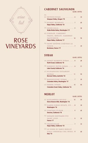 Simple Beige Wine List