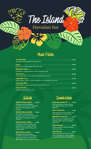 Tropical Tiki Bar Menu