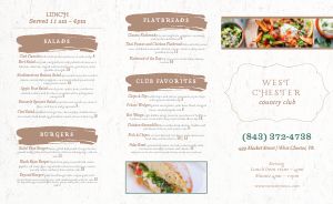 Country Club Eatery Takeout Menu