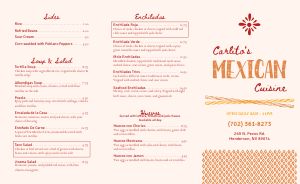 Patterned Mexican Cuisine Takeout Menu
