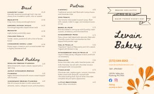 Fresh Baked Goods Takeout Menu