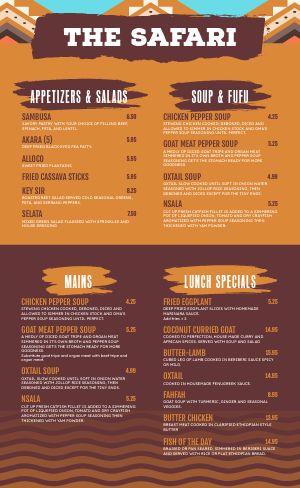 african food menu design template by musthavemenus