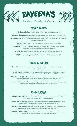 Green Mexican Grille Menu