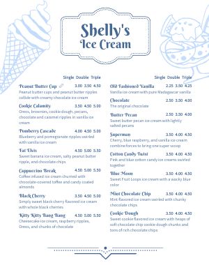 Ice Cream Parlor Menu Poster