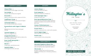 Floral Green Fine Dining Takeout Menu