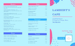 Blue Abstract Cafe Takeout Menu