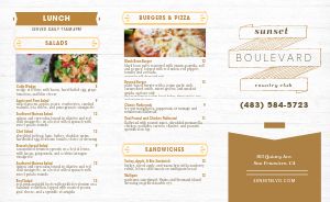 Rustic Country Club Takeout Menu