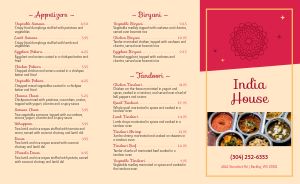 Sparkly Pink Indian Takeout Menu