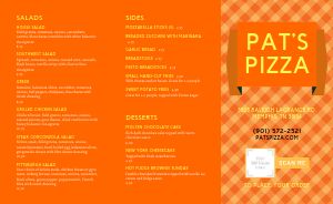 Gingham Pizza Takeout Menu