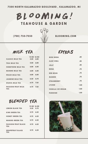 Customizable Tea Menu