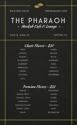 Hookah Cafe Menu