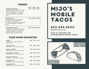 Food Truck Catering Bifold Takeout Menu