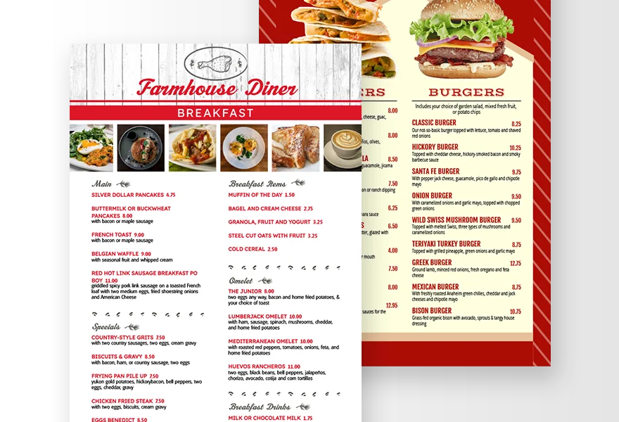 Restaurant Menus with Prices - Updated!, Food Menu Prices