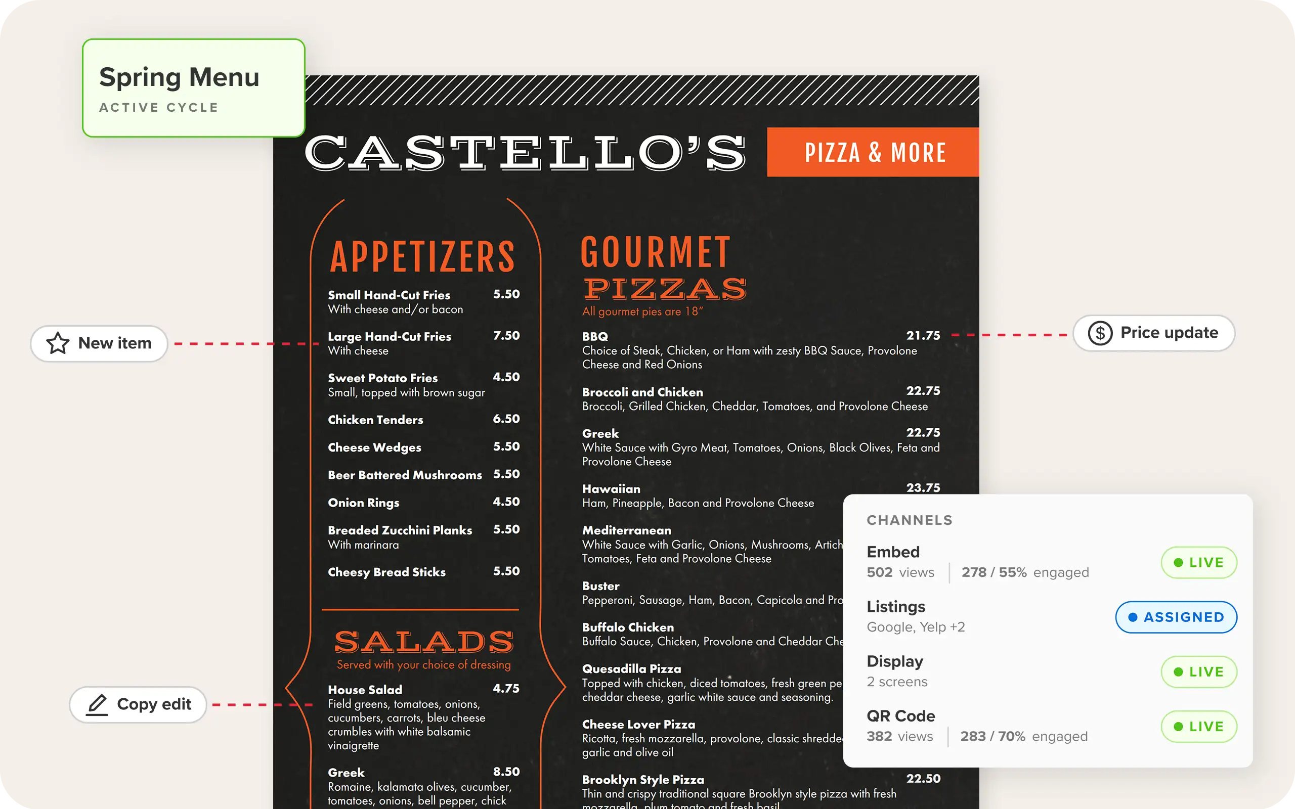 menu options