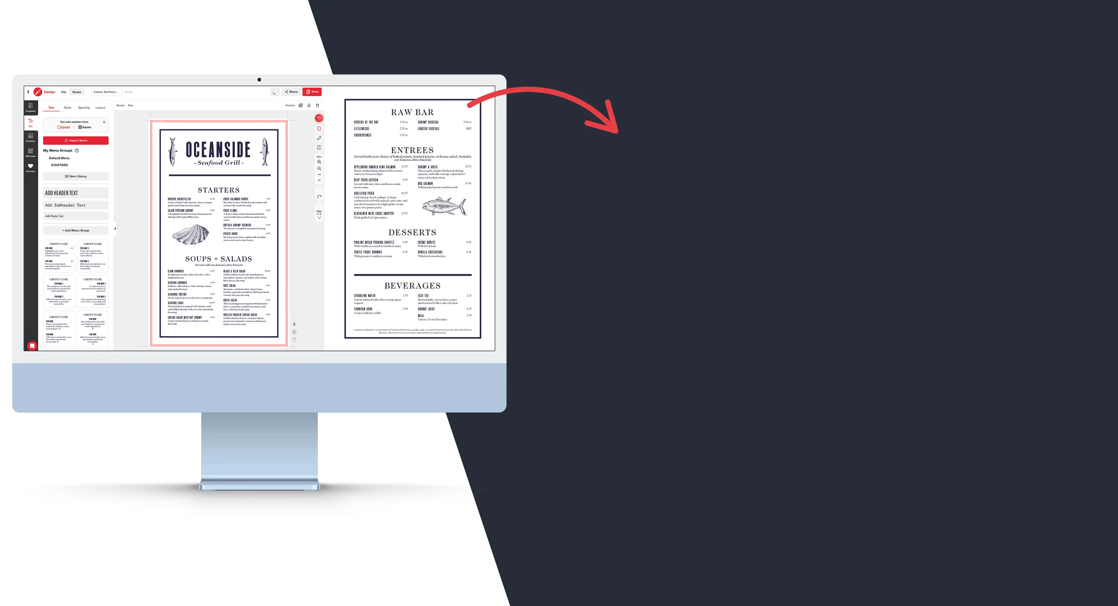 computer monitor with menu