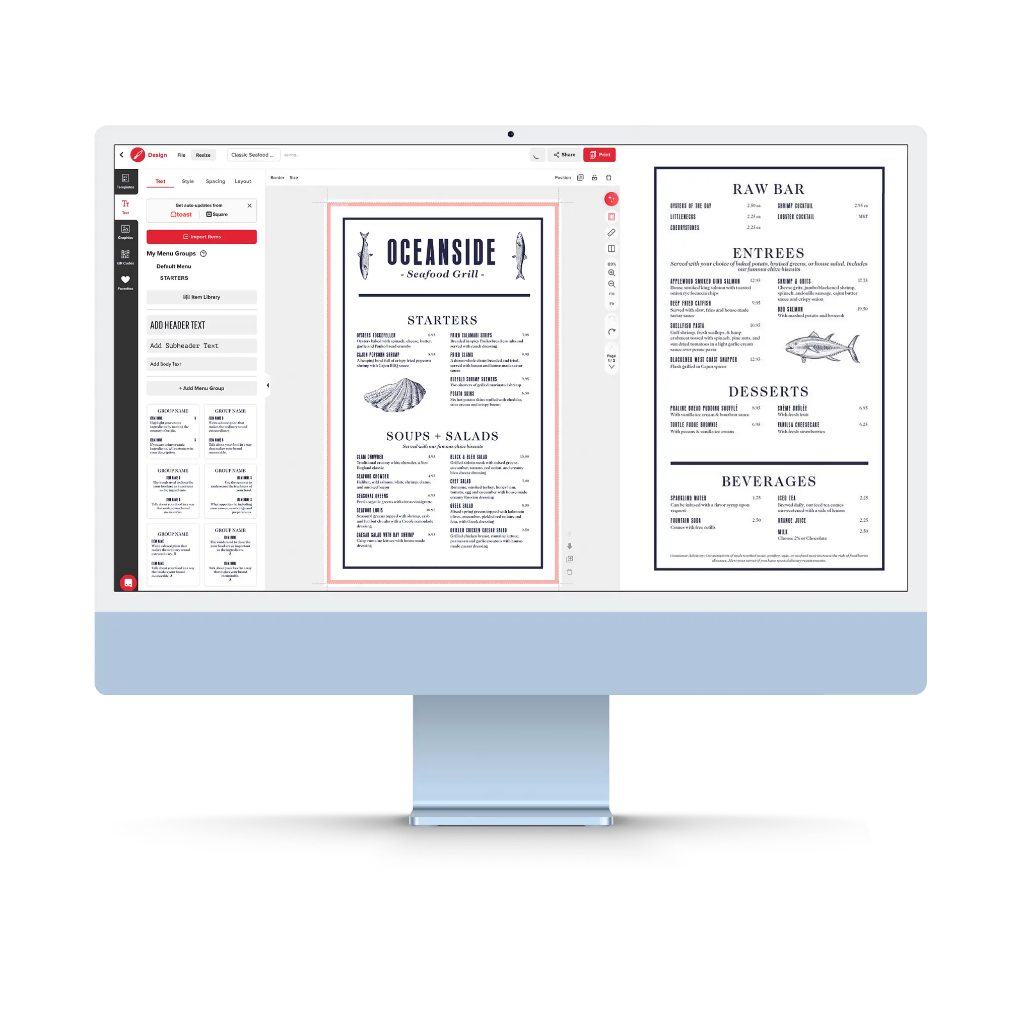 computer monitor with menu