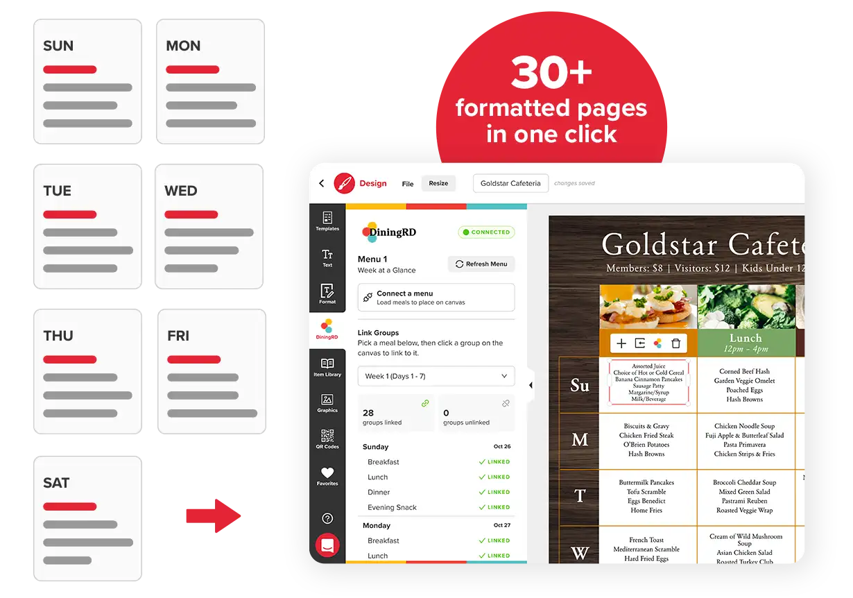 Cycle Builder preview showing formatted menu pages