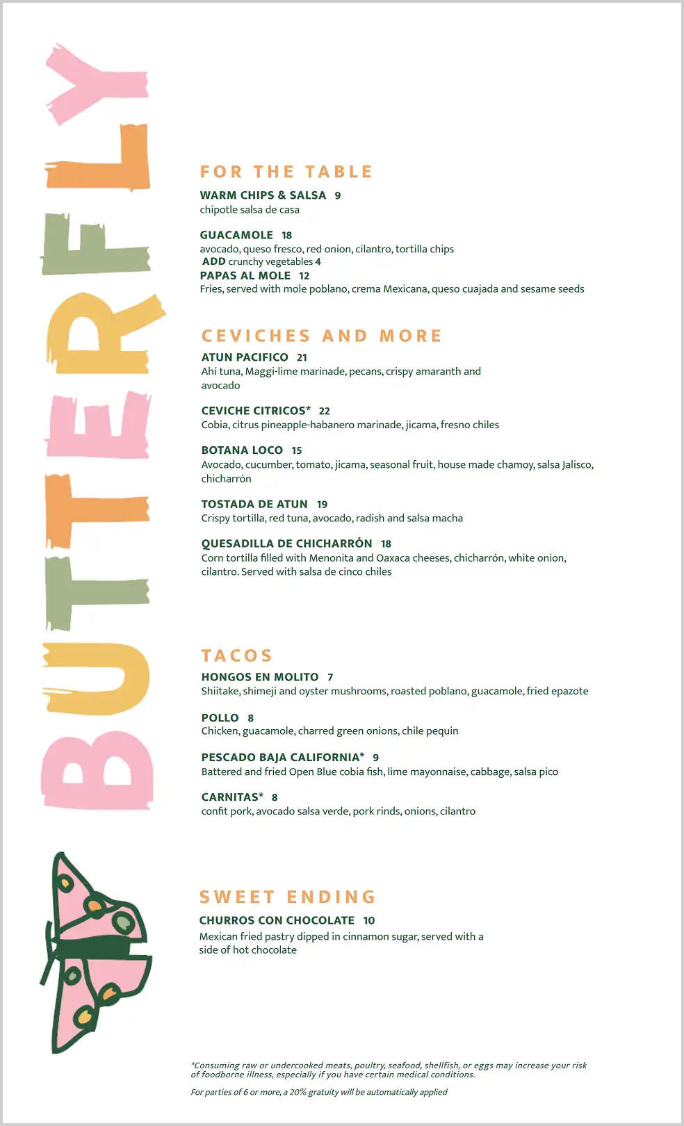 butterfly menu