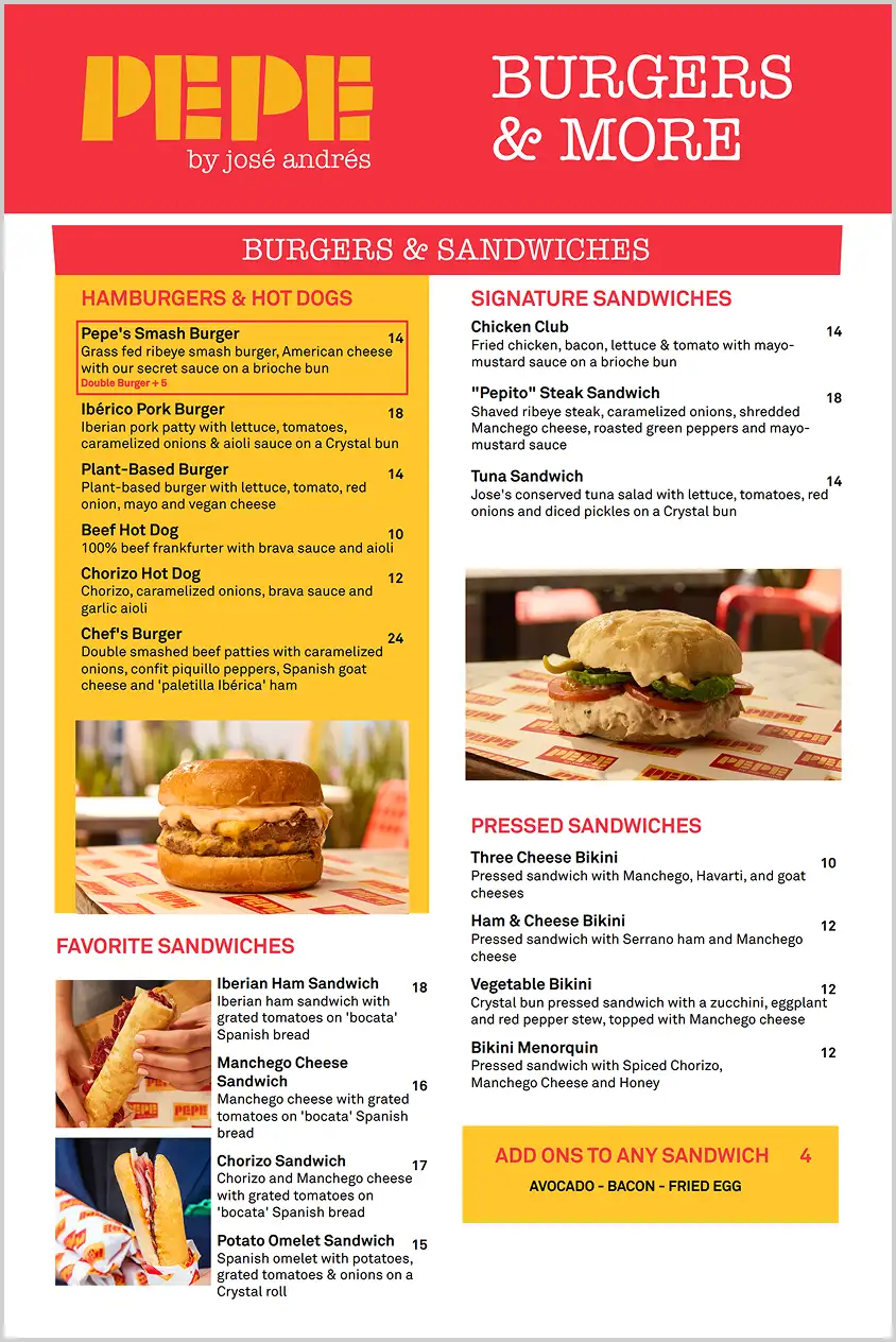 pepe menu