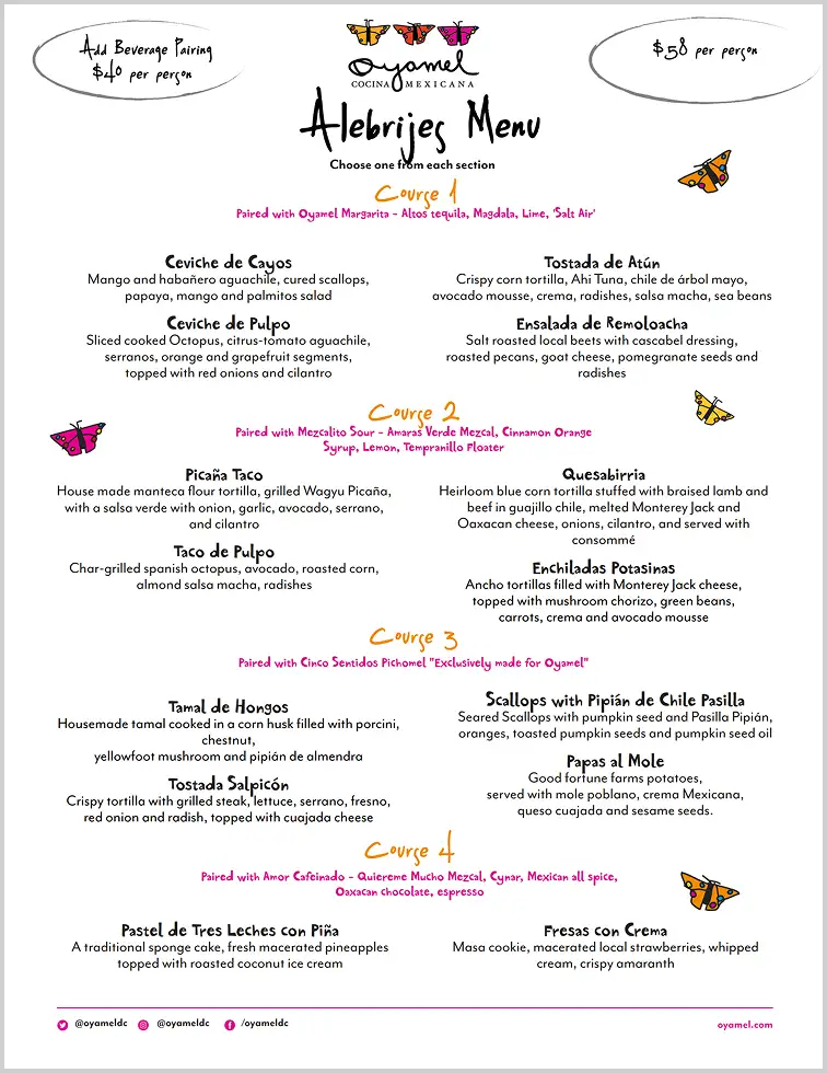 alebrijes menu