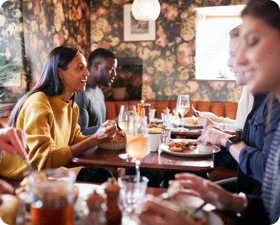 People eating at a restaurant