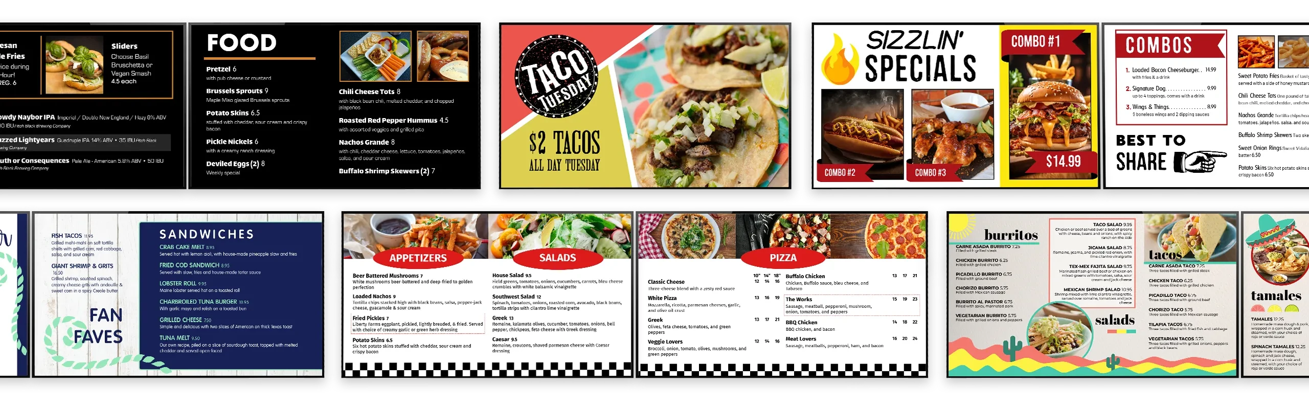 collage of digital menu boards