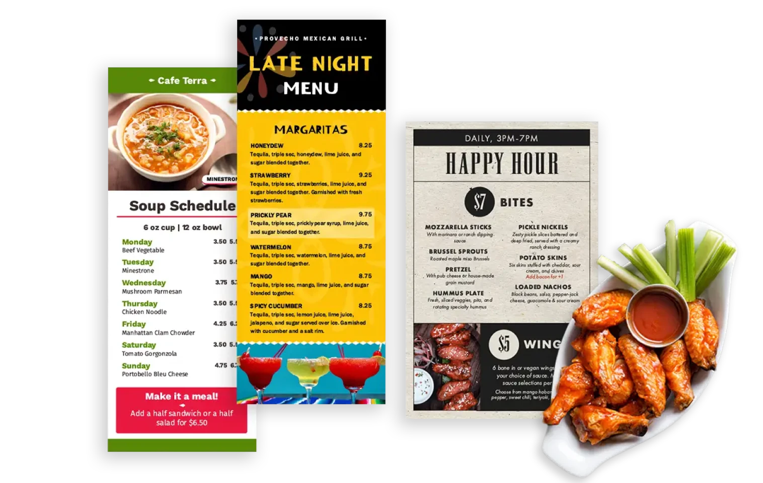 half page menus