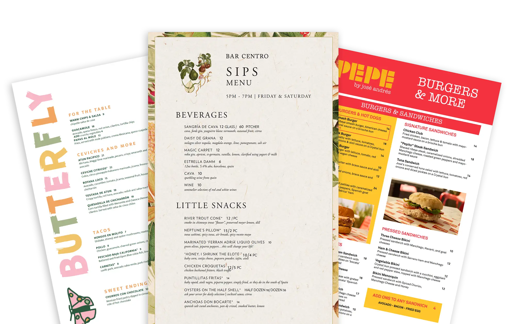 José Andrés Group menus